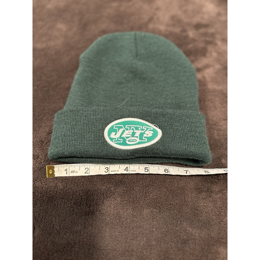 New York Jet Unisex Sz: OS Green Embroidered Patch Beanie Winter Hat